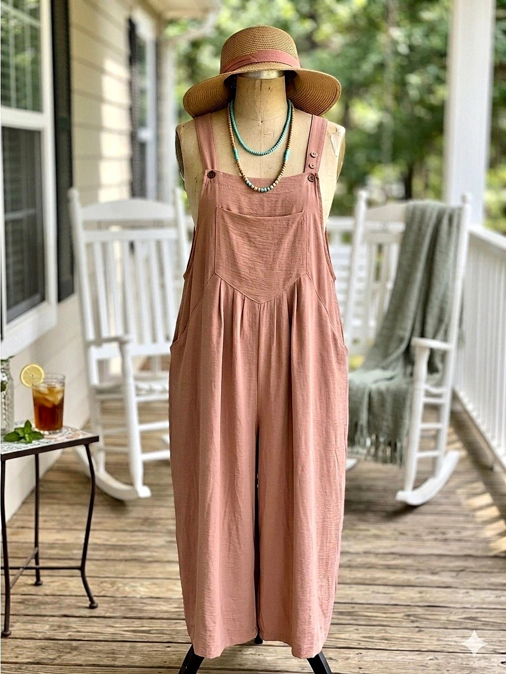 OLRIK Plus Size Jumpsuit Wide Leg Adjustable Straps Pink 3X Like New